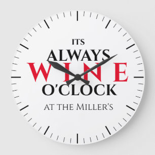 Grappige "It's Wine O'Clock" bar wandklok - modern Grote Klok