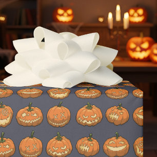 Grappige Jack O Lantern Halloween Pixel Art Pompoe Cadeaupapier