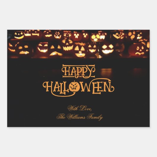 Grappige Jack o'Lantern pompoenen Happy Halloween Inpakpapier Vel (Voorkant)