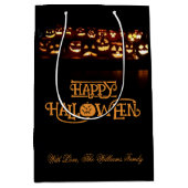 Grappige Jack o'Lantern pompoenen Happy Halloween Medium Cadeauzakje (Voorkant)