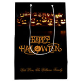 Grappige Jack o'Lantern pompoenen Happy Halloween Medium Cadeauzakje (Achterkant)