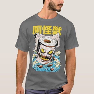 Grappige Japanse Kaiju toiletpapier Monster Style T-shirt