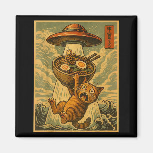 Grappige Japanse Kat Ramen Ufo Anime Mannen Vrouwe Magneet