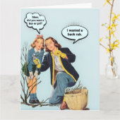 Grappige jaren 50 huisvrouw kaart (Gele Bloem)