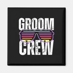 Grappige jaren 90 Groom Crew Sungles Bachelor Wedd Magneet