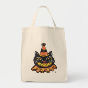 Grappige Jester Halloween  Art Cartoon Cat Tote Bag
