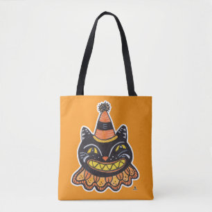 Grappige Jester Halloween  Carnaval Fun Cat Draagtas