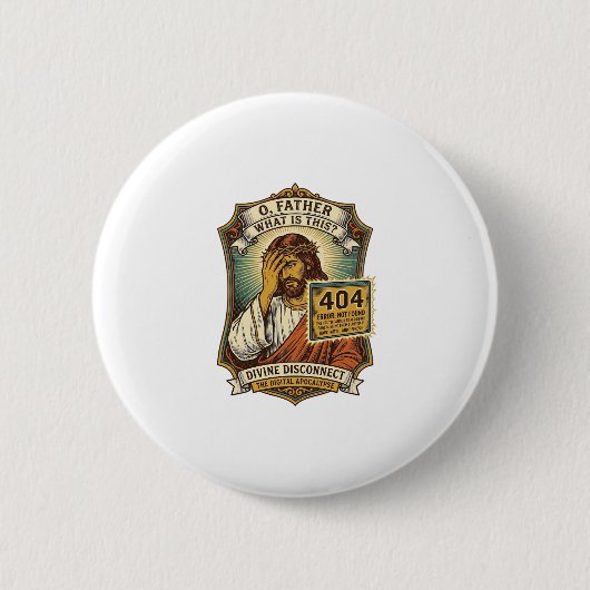 Grappige Jezus 404 Fout Webontwikkelaar Programmeu Ronde Button 5,7 Cm (Voorkant)