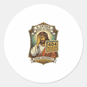 Grappige Jezus 404 Fout Webontwikkelaar Programmeu Ronde Sticker