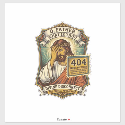Grappige Jezus 404 Fout Webontwikkelaar Programmeu Sticker (Vel)