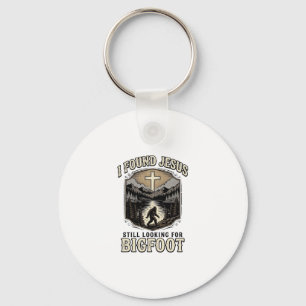 Grappige Jezus Bigfoot Vintage Christelijk T-shirt Sleutelhanger