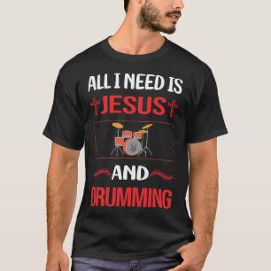 Grappige Jezus Drummen Drummer Trommel Drums T-shirt