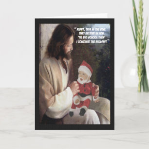 Grappige Jezus en de Kerstman Feestdagen Kaart