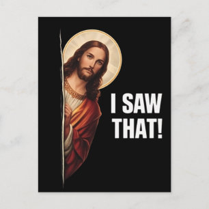 Grappige Jezus "Ik Zag Het" Christelijk meme ontwe Briefkaart