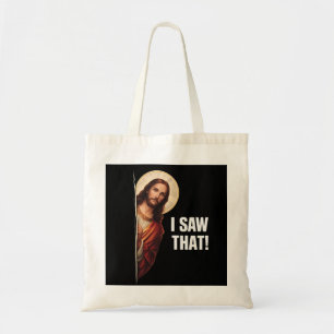 Grappige Jezus "Ik Zag Het" Christelijk meme ontwe Tote Bag