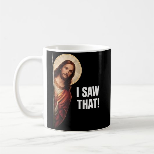 Grappige Jezus "Ik Zag Het" Christelijke meme ontw Koffiemok (Links)