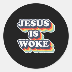 Grappige Jezus Is Wakker Kleur Jezus Wakker Citate Ronde Sticker