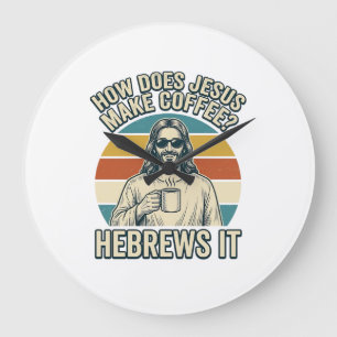 Grappige Jezus Koffie Vintage Gravure Shirt Ontwer Grote Klok