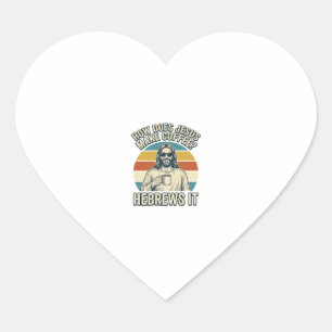 Grappige Jezus Koffie Vintage Gravure Shirt Ontwer Hart Sticker