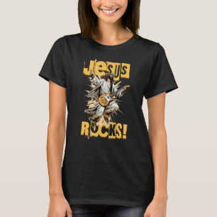 Grappige Jezus Rocks! Rockende Gitaarspelende Jezu T-shirt