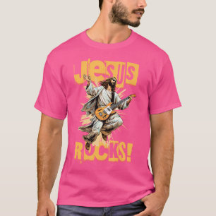 Grappige Jezus Rocks Rocking Gitaar Spelen Jezus C T-shirt