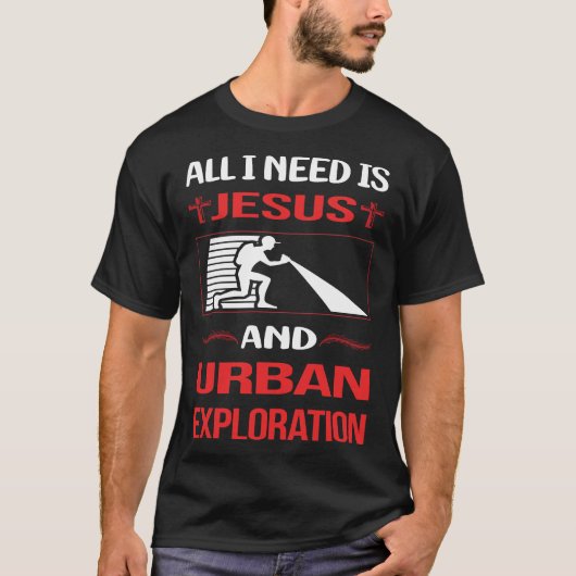 Grappige Jezus Urban Exploration T-shirt (Voorkant)