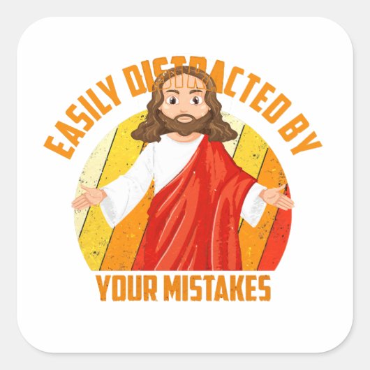 Grappige Jezus Vierkante Sticker (Voorkant)