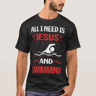 Grappige Jezus Zwemmen Zwemmer T-shirt