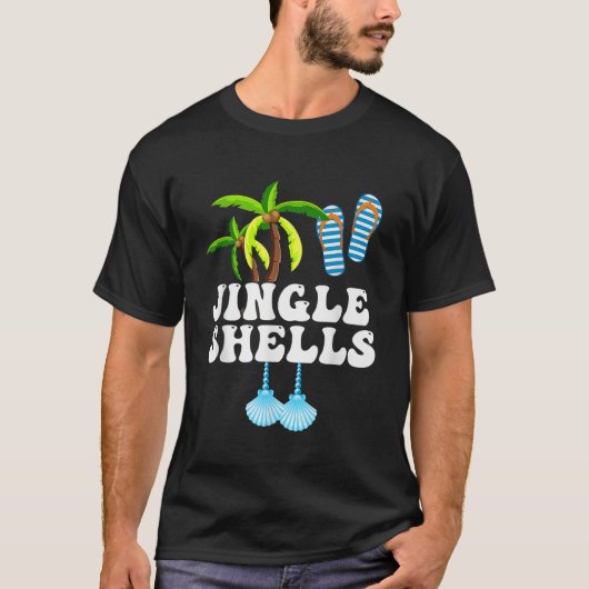 Grappige Jingle Shells Kerstmis in Juli Strand Vac T-shirt (Voorkant)