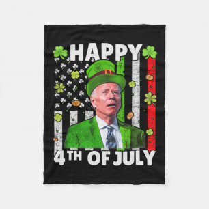 Grappige Joe Biden Gelukkige 4 juli Verward St Pat Fleece Deken