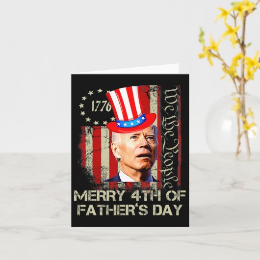 Grappige Joe Biden Gelukkige 4e Vaderdag T-Shirts Kaart (Gele Bloem)