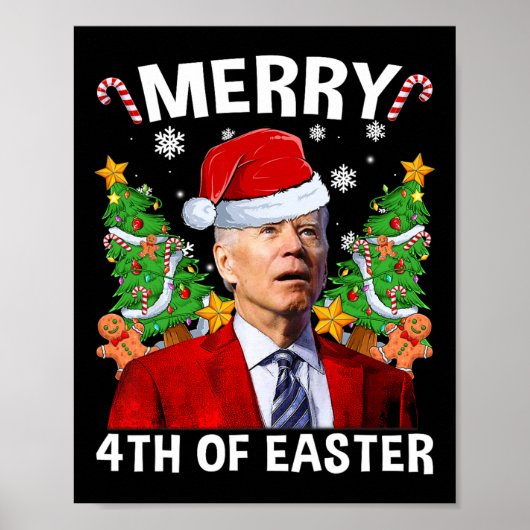 Grappige Joe Biden Kerstmis Kerstman Hoed Merry 4t Poster (Voorkant)