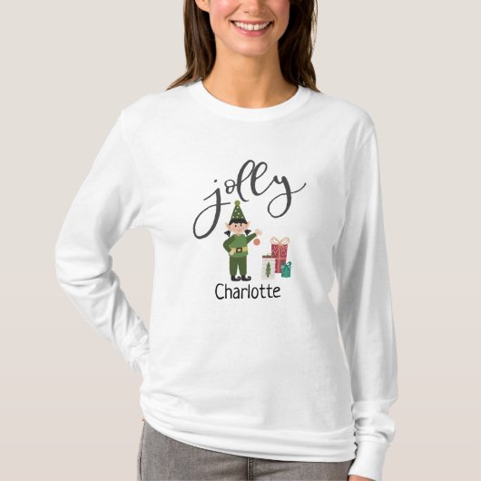 Grappige Jolly Elf Kerstnaam Dames T-shirt (Voorkant)