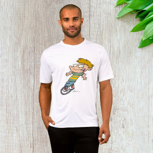 Grappige Jongen Die op Eenwieler Rijdt T-shirt