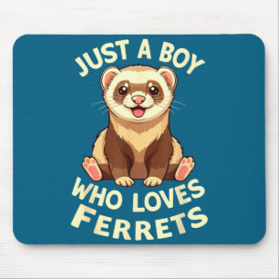 Grappige Jongen Houdt Van Fretjes Cute Dier Muismat
