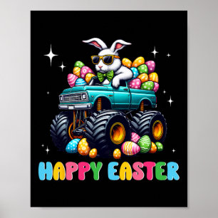 Grappige jongens Gelukkig Pasen Monstertruck Pasen Poster