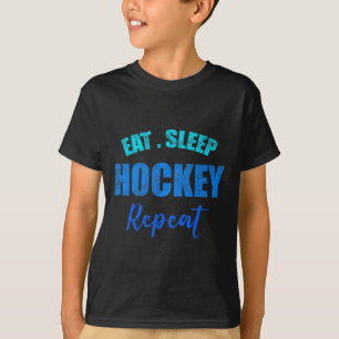 Grappige Jongens Hockey Speler Eet Slaap Hockey He T-shirt