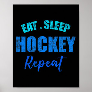 Grappige Jongens Hockey Speler Eten Slapen Hockey Poster