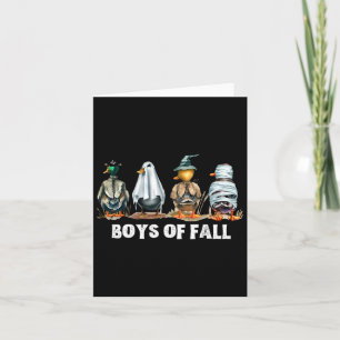Grappige jongens van herfst eend jagen Halloween k Kaart