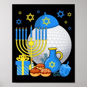 Grappige Joodse Golfbal Menora Gelukkig Hanukkah C Poster