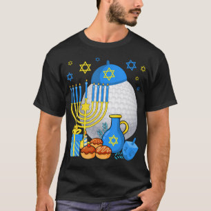 Grappige Joodse Golfbal Menorah Gelukkig Hanukkah T-shirt