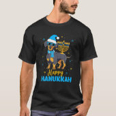Grappige Joodse teckel Menorah Happy Chanoeka T-shirt (Voorkant)