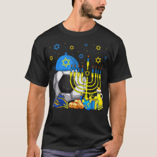 Grappige Joodse Voetbal Bal Schoenen Menorah Hanuk T-shirt
