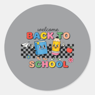 Grappige Juffrouwen Welkom Terug Op School Ronde Sticker