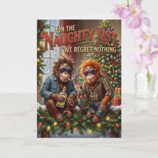 Grappige Jungle Apen Kerstmis Stoute Lijst Kaart