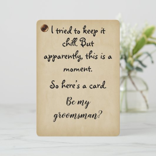 Grappige kaart om bruidsjonker te vragen (Staand voorkant)