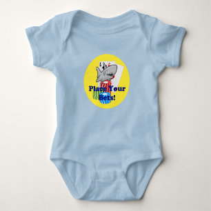 Grappige kaart Shark Gambling Cartoon met Poker Ch Romper