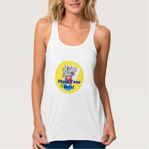 Grappige kaart Shark Gambling Cartoon met Poker Ch Tanktop
