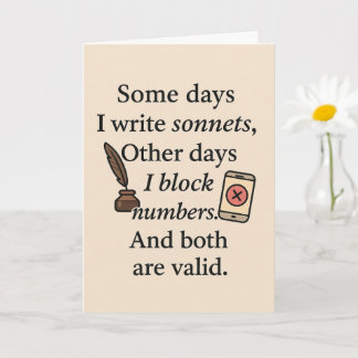 Grappige kaart - Sommige dagen schrijf ik sonnette