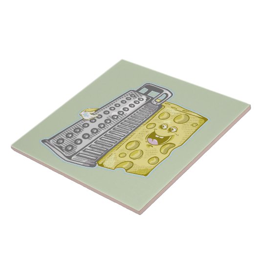 Grappige kaas en kaas rasp tegeltje (Zijkant)